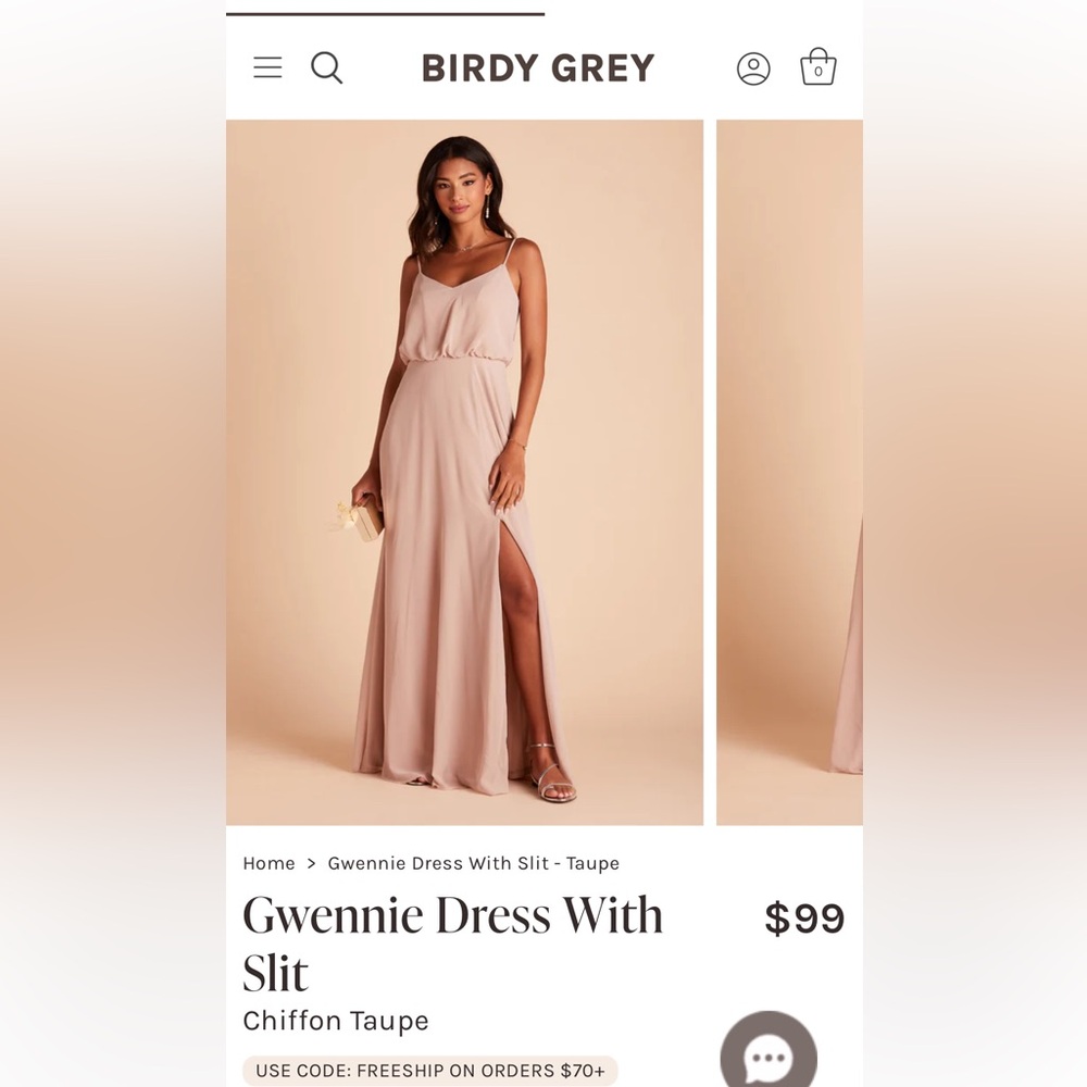 Birdy Grey Gwennie Dress XS Chiffon Taupe